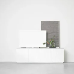 Aparador Beam, Gris claro, base de roble aceitado