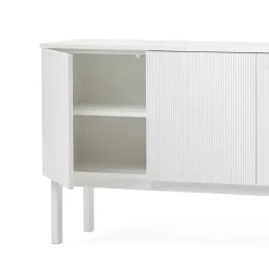 Aparador Beam, Gris claro, base gris claro, panel superior en mármol carrara