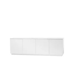 Aparador Beam, Lacado blanco, base blanca, panel superior en mármol carrara