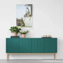 Aparador Beam, Lacado blanco, base de roble aceitado