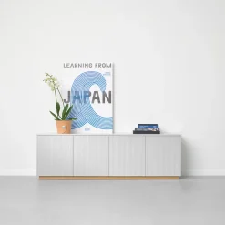 Aparador Beam, Lacado blanco, base de roble aceitado blanco