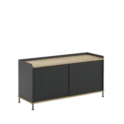 Aparador Enfold Low, Black-Oak-Metal
