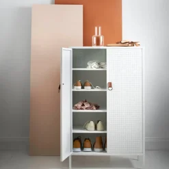 Aparador Francis, Blanco, cuero