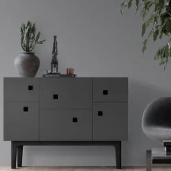 Aparador Peep C2, Slate grey, lacado negro