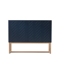 Aparador Story, Azul medianoche, base de roble aceitado blanco