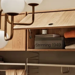 Armario con puerta abatible String, Fresno teñido de negro, 78x30 cm