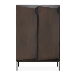 Armario Stairs , Roble lacado en marrón - 2 puertas, 100x150 cm