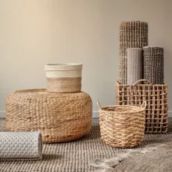 Asiento puf Lily Ø59 cm, Natural, jacinto de agua, redondo