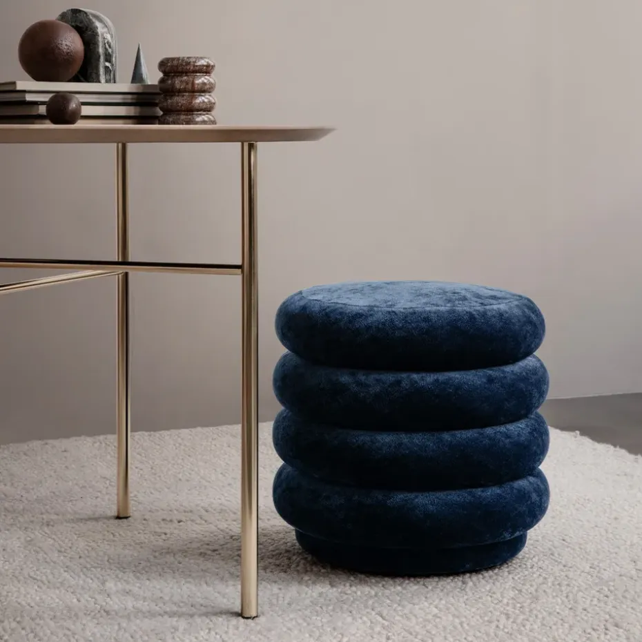 Asiento puf Puff Round, Tela faded velvet 3 forest