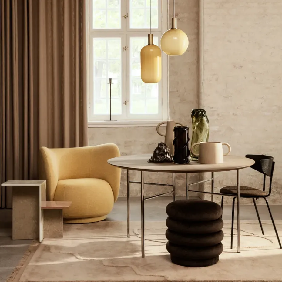 Asiento puf Puff Round, Tela faded velvet 3 forest