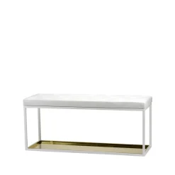 Banco 11, Blanco, cuero blanco, chapa de latón