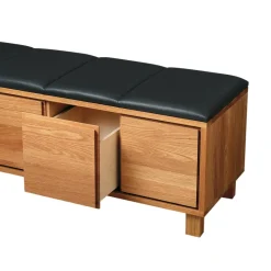 Banco 6, Cuero negro, cuerpo de roble aceitado