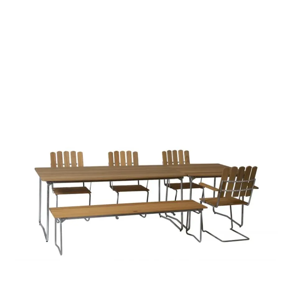 Banco 9, Roble aceitado-170 cm-galvanizado en caliente