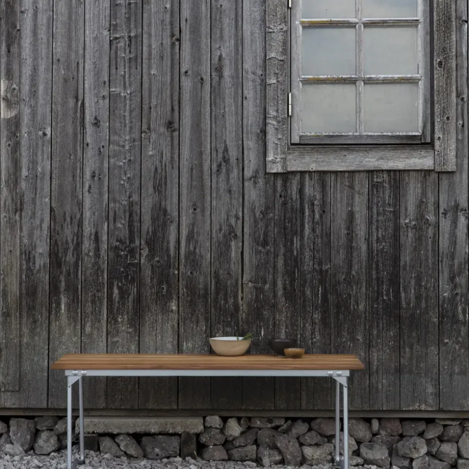 Banco 8, Roble lacado blanco-estructura de acero galvanizado en caliente