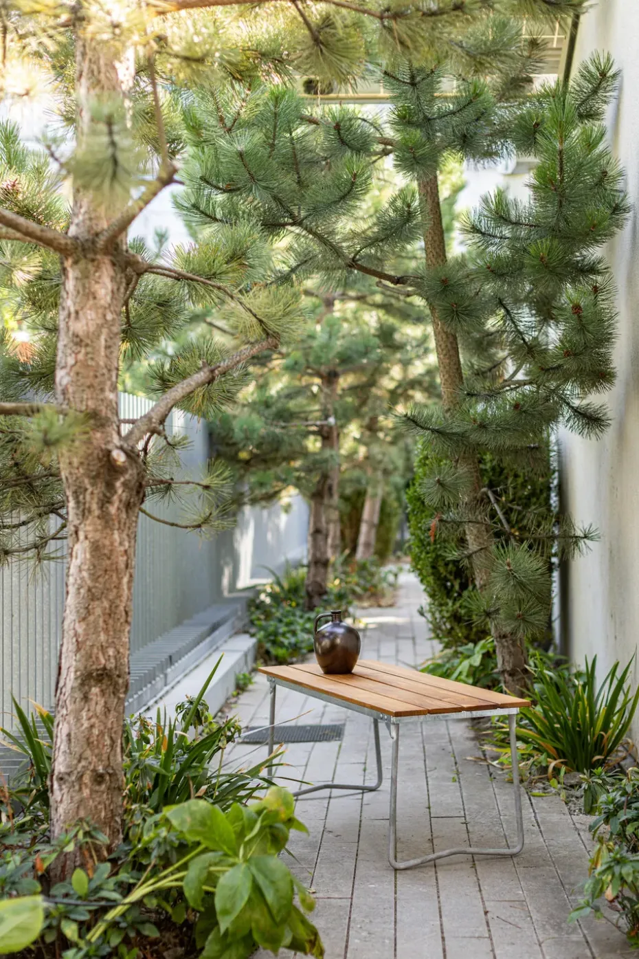 Banco 8, Teca-estructura de acero galvanizado en caliente