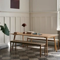 Banco Betty TK5, Oak, asiento de banda de lino trenzada