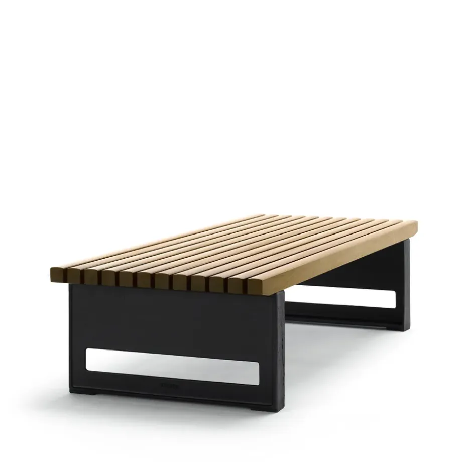 Banco Block, Roble aceitado, ancho, soporte negro