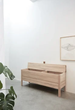 Banco con almacenamiento A Line 111 cm, Roble blanco