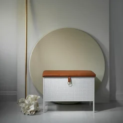 Banco con cajón Frank, Blanco-coñac