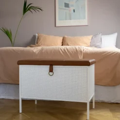 Banco con cajón Frank, Blanco-coñac