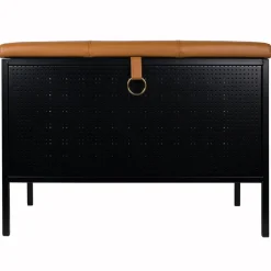 Banco con cajón Frank, Negro-coñac