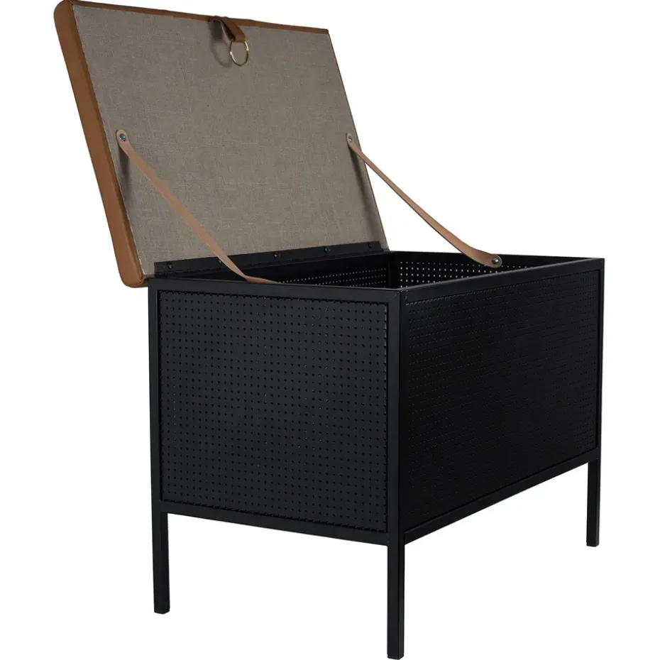 Banco con cajón Frank, Negro-coñac