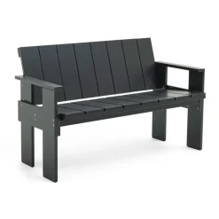 Banco Crate Dining Bench de pino lacado, Negro