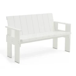 Banco Crate Dining Bench de pino lacado, Blanco