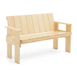Banco Crate Dining Bench de pino lacado, Transparente