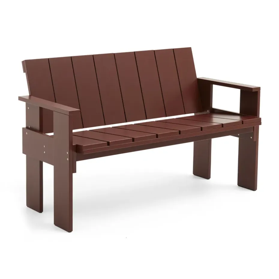 Banco Crate Dining Bench de pino lacado, Rojo hierro