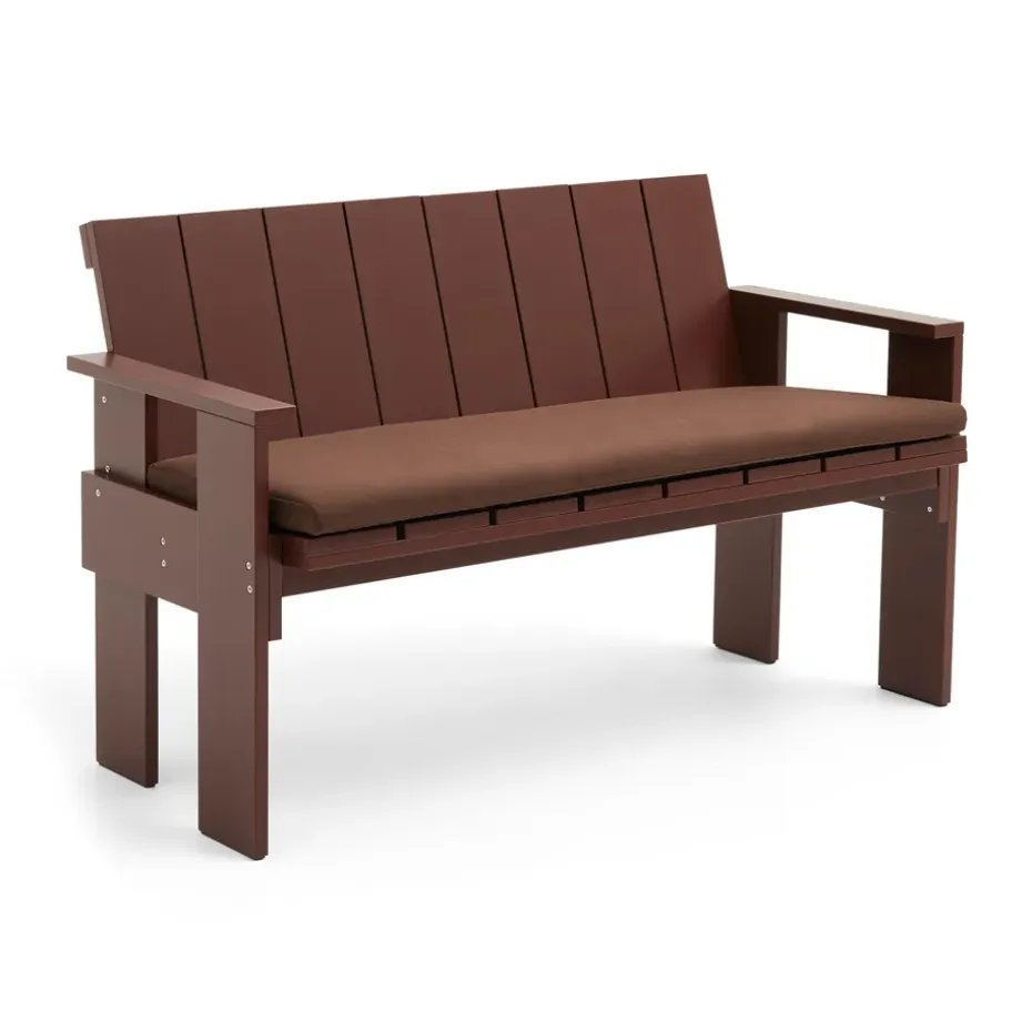Banco Crate Dining Bench de pino lacado, Rojo hierro