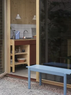 Banco de acero Linear steel bench 110 cm, Pale blue