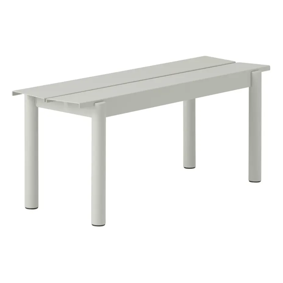 Banco de acero Linear steel bench 110 cm, grey (RAL 7044)