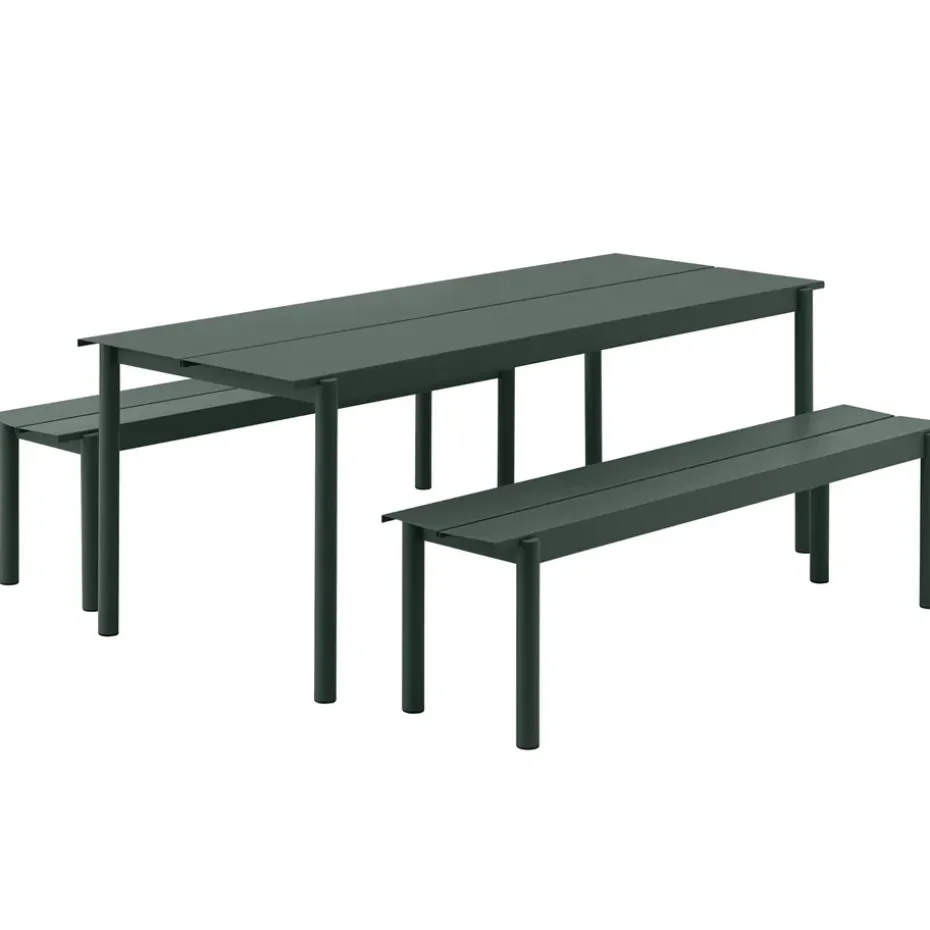 Banco de acero Linear steel bench 170 cm, Dark green