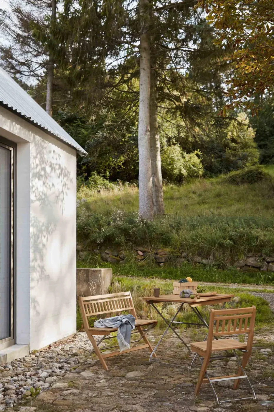 Banco de exterior M24 Lilleø, Teak-acero inoxidable