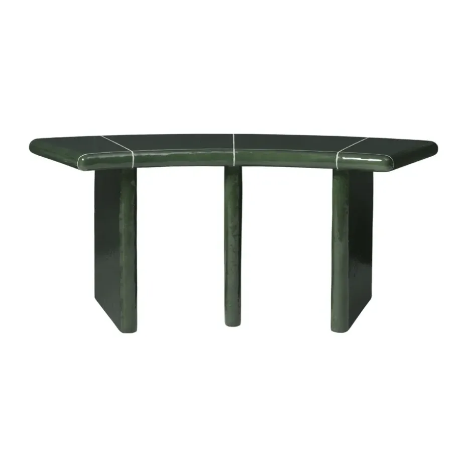 Banco Deya curved, Dark green, 110x40x45,5 cm