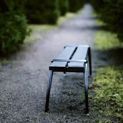 Banco Haga, Roble aceitado, soporte de aluminio en bruto