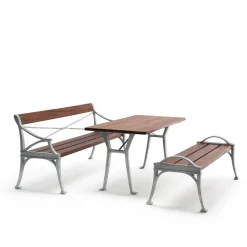 Banco Lessebo, Caoba, soporte de aluminio en bruto