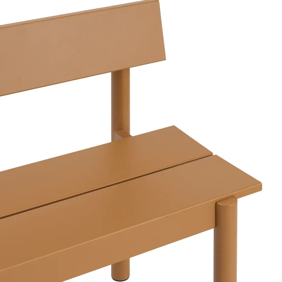Banco Linear Steel con respaldo, Naranja quemado, 110×34 cm