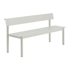 Banco Linear Steel con respaldo, Gris, 170×34 cm
