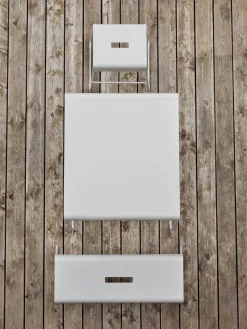 Banco para exteriores A-bench con estante de 45 cm, Soft Grey