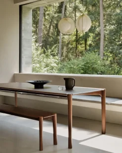 Banco PI 146x35 cm, Lackad teak brown