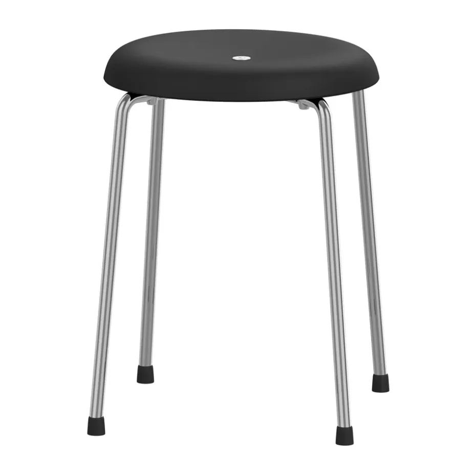 Banco Taburett, Estructura cromada en negro, 45 cm