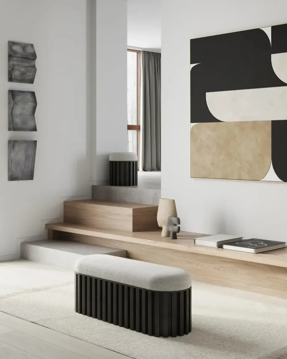 Banco Tribu lino, coffee-white chalk