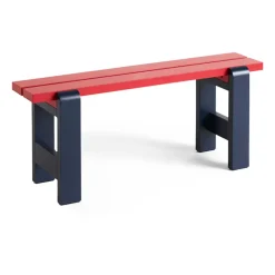 Banco Weekday Duo 111x23 cm en pino lacado, Rojo vino-azul acero
