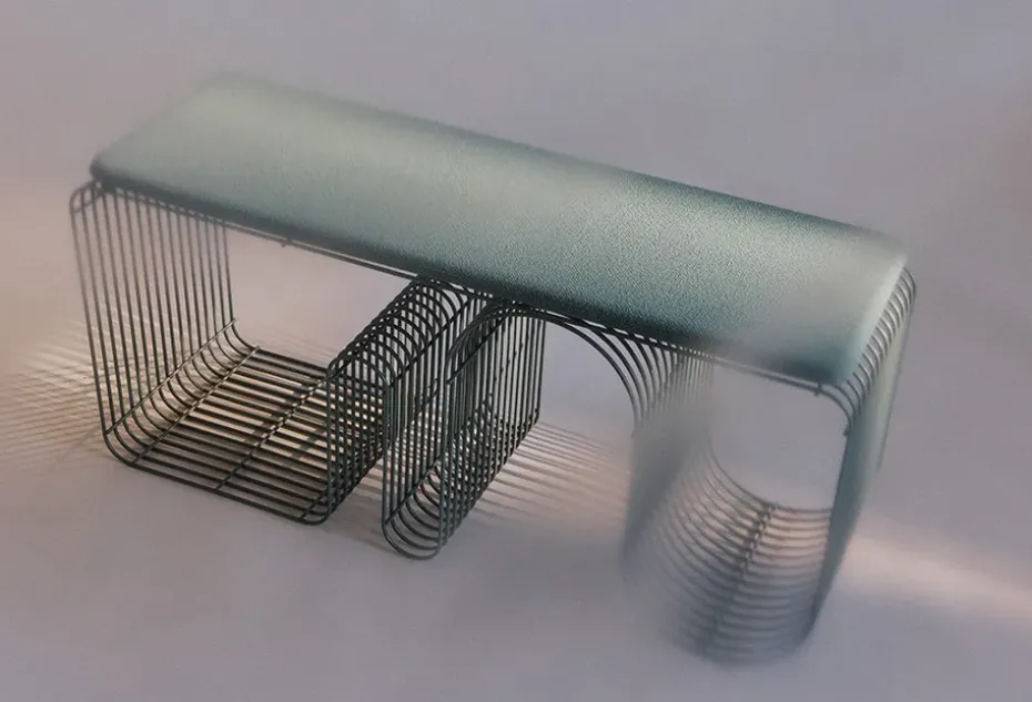 Banqueta Curva 100 cm, Dusty blue