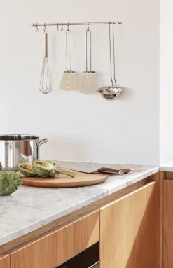 Barra de cocina Eva Trio con 6 ganchos en S, Polished steel