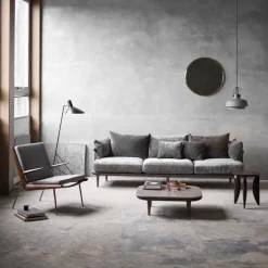 Butaca Boomerang HM2, Karakorum 003 beige, roble aceitado blanco