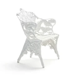 Butaca Classic, Pino lacado en blanco, soporte blanco