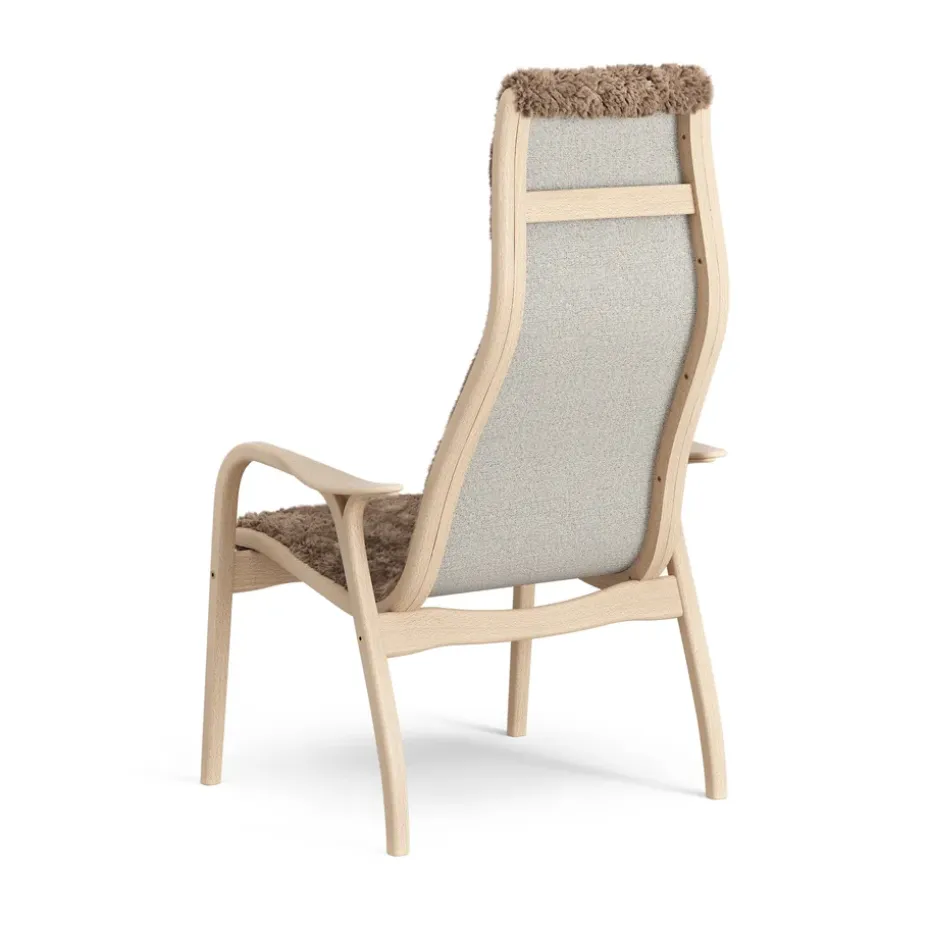 Butaca infantil Lamini haya lacada/piel de oveja, Sahara (marrón turrón)